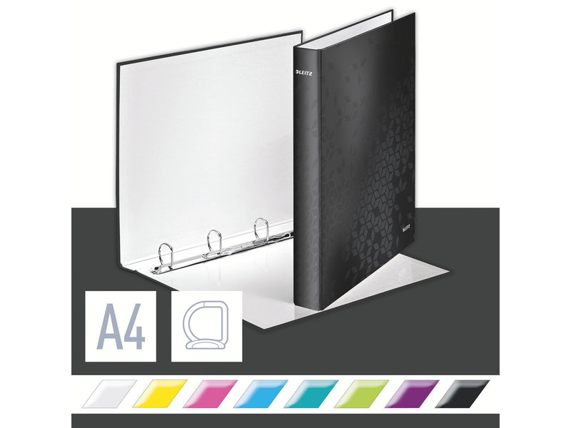 Leitz Ringbinder  WOW Laminated A4+ 4DR/25mm Black