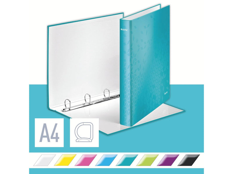 Leitz Ringbinder  WOW Laminated A4+ 4DR/25mm Ice blue