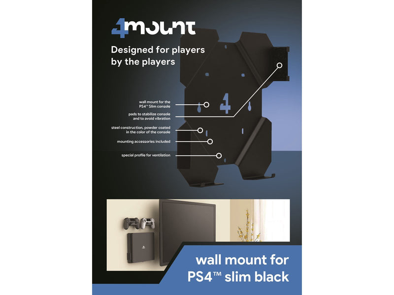 4Mount Wall mount for PS4 Slim - Black - Miscellaneous Zubehör für Spielkonsole - Sony PlayStation 4