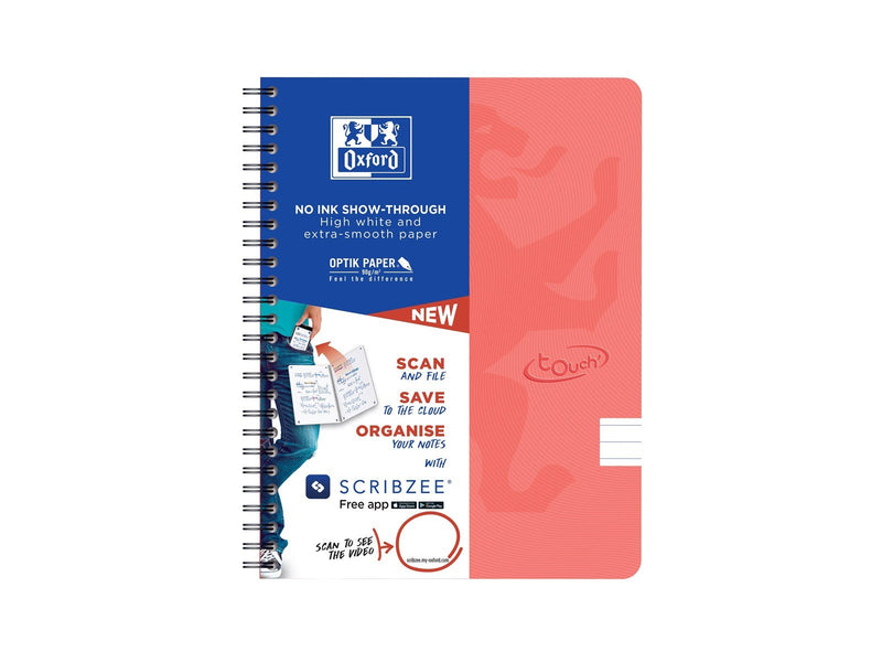 Oxford Touch Notebook A5 ruled 7 mm soft touch cover twin-wire 180 pages