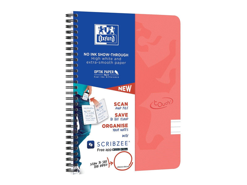 Oxford Touch Notebook A5 ruled 7 mm soft touch cover twin-wire 180 pages