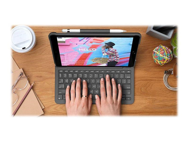 Logitech Slim Folio iPad 10.2" (7th gen) - ES - Tastatur & Folio-Set - Spanisch - Grau
