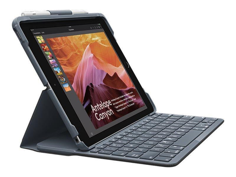Logitech Slim Folio iPad 10.2" (7th gen) - UK - Tastatur & Folio-Set - Englisch - UK - Grau