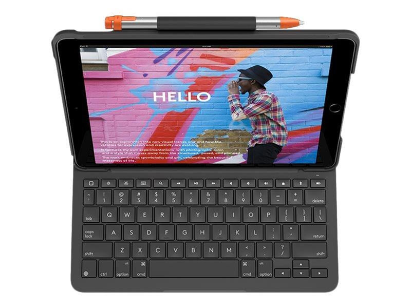Logitech Slim Folio iPad 10.2" (7th gen) - UK - Tastatur & Folio-Set - Englisch - UK - Grau