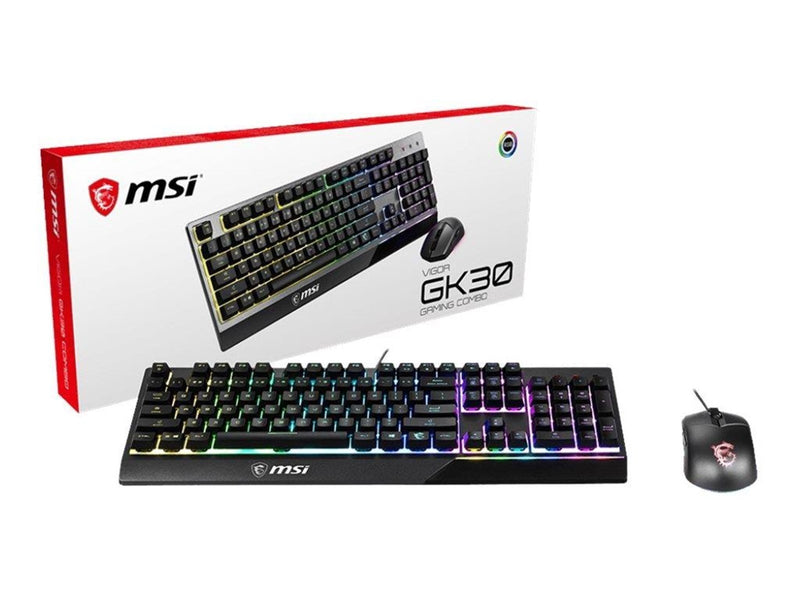 MSI Vigor GK30 combo - keyboard and mouse set - US - Tastatur & Maus Set - Englisch - US - Schwarz