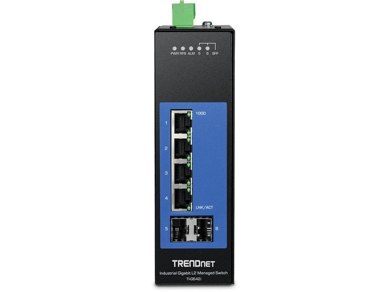 TRENDnet TI-G642i 6-Port Industrial Gigabit L2 Managed DIN-Rail Switch