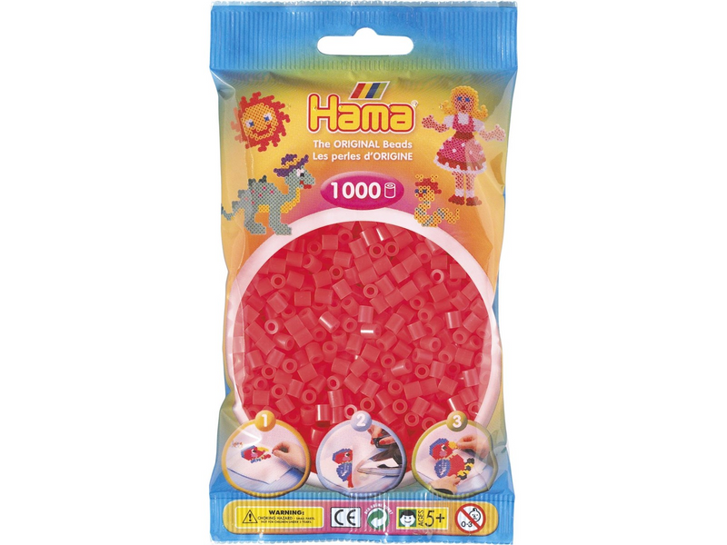 Hama Beads Red Neon 1000 pcs