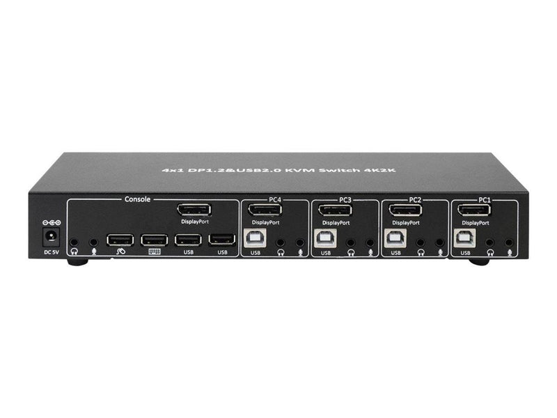 IC INTRACOM techly 4 Port DisplayPort 1.2 KVM Switch with Hub and audio