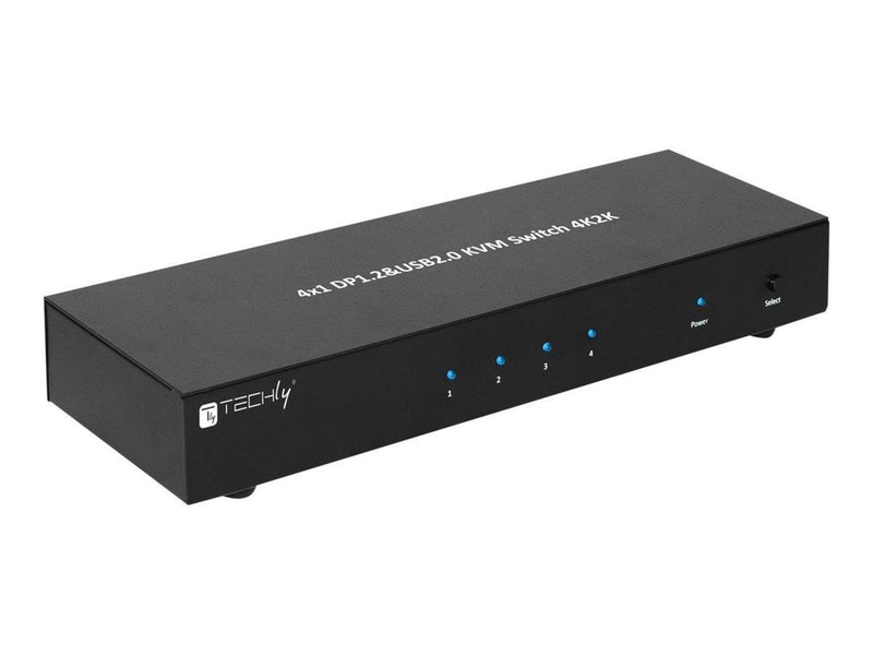 IC INTRACOM techly 4 Port DisplayPort 1.2 KVM Switch with Hub and audio