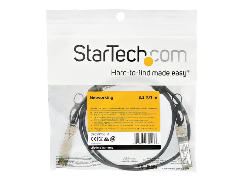 StarTech.com 1m 10G SFP+ DAC Dell EMC DAC-SFP-10G-1M - Schwarz - 1 meter