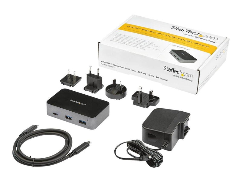 StarTech.com 4-Port USB C Hub 10Gbps - 3x USB-A & 1x USB-C - Powered - hub - 4 ports USB-Hubs - 4 - Grau