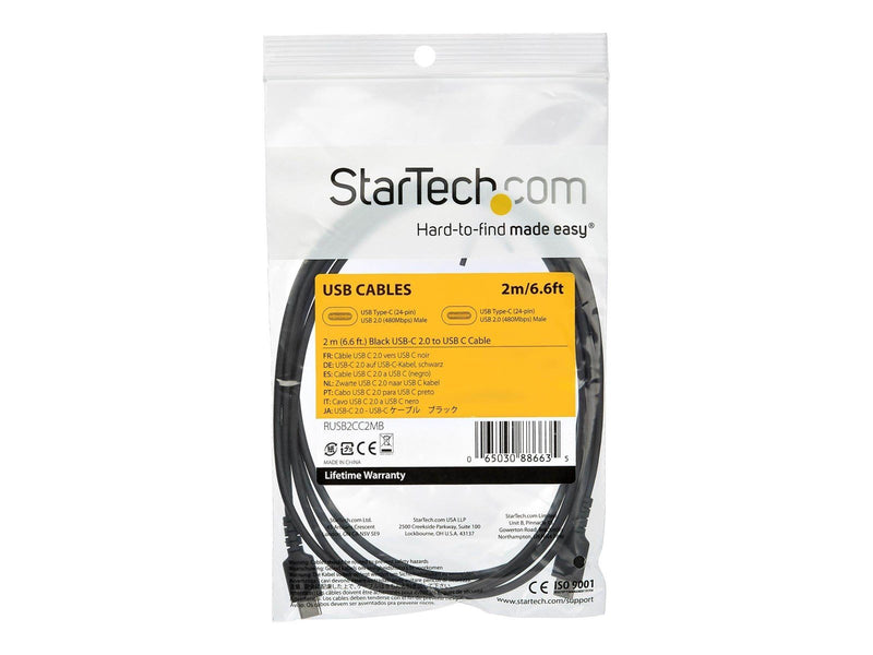 StarTech.com 2 m / 6.6ft. USB C Cable - Black - Aramid Fiber - USB-C cable - 2 m