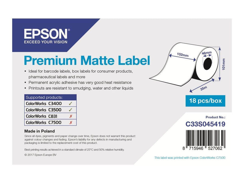 Epson Premium - Matte - Roll (10.2 cm x 35 m)