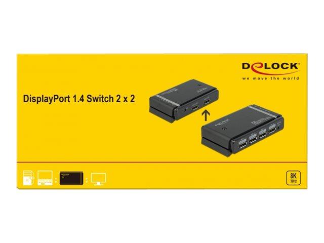 DeLOCK DisplayPort 1.4 Switch 2 x 2 DisplayPort in to 1 x 2 DisplayPort out 8K