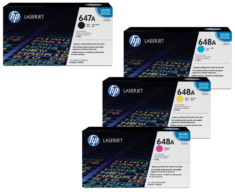 HP Original 647A/ 648A Toner 4er Set schwarz, cyan, magenta, gelb