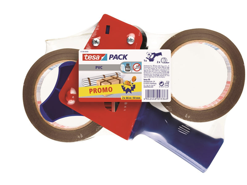 tesa pack Ultra Strong Packaging Tape 2 x 66m x 50mm + Dispenser Brown