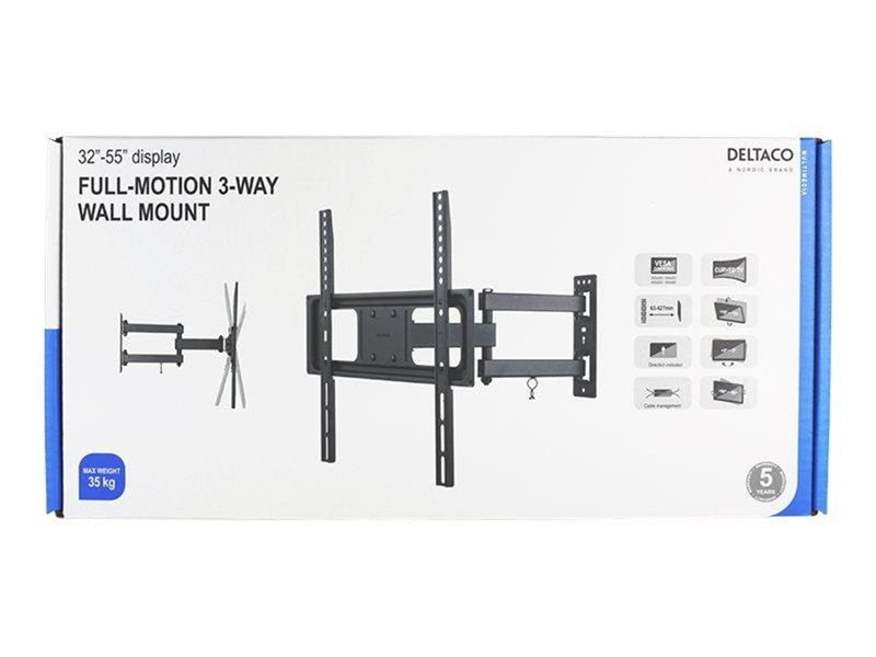 Deltaco full-motion 3-way wall 32"-55" 35kg 20 35 kg 55" 200 x 200 mm