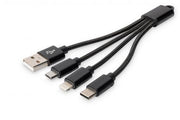 DIGITUS 3-in-1 USB-Ladekabel - USB / USB-C / Lightning / Micro-USB 0,15m