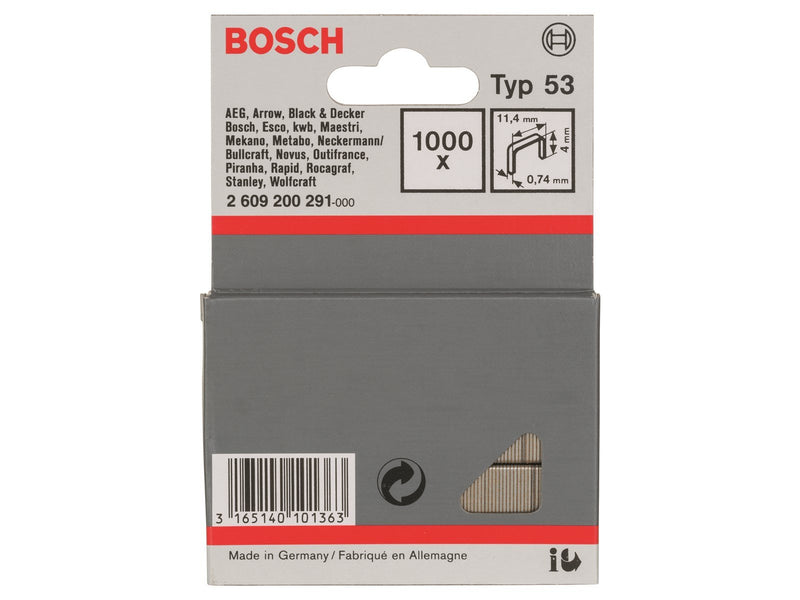 Bosch KLAMMER TYPE 53 11.4X0.74X4MM 1000 STK
