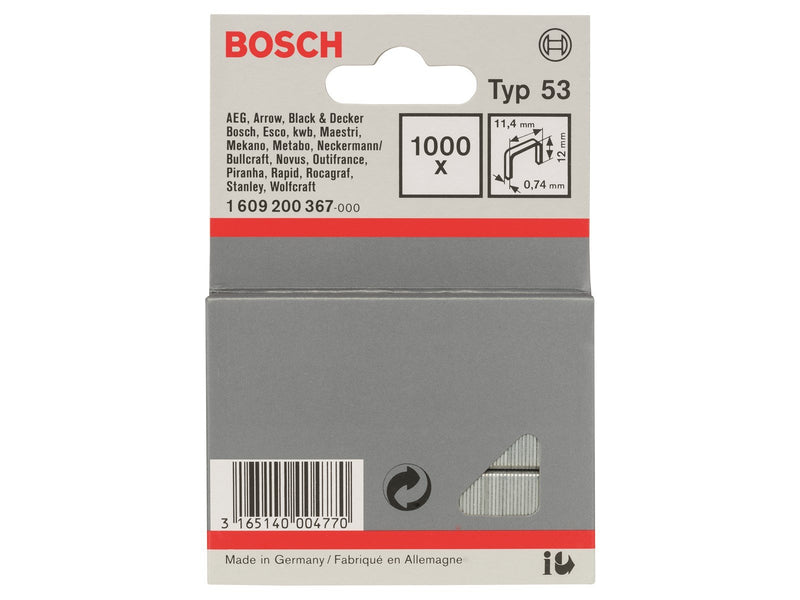 Bosch KLAMMER TYPE 53 11.4X0.74X12MM 1000 STK