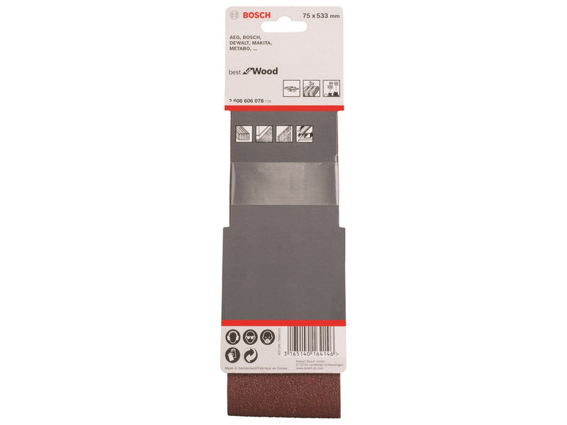 Bosch SLIBEBÅND 75X533MM K60/80/100 3STK