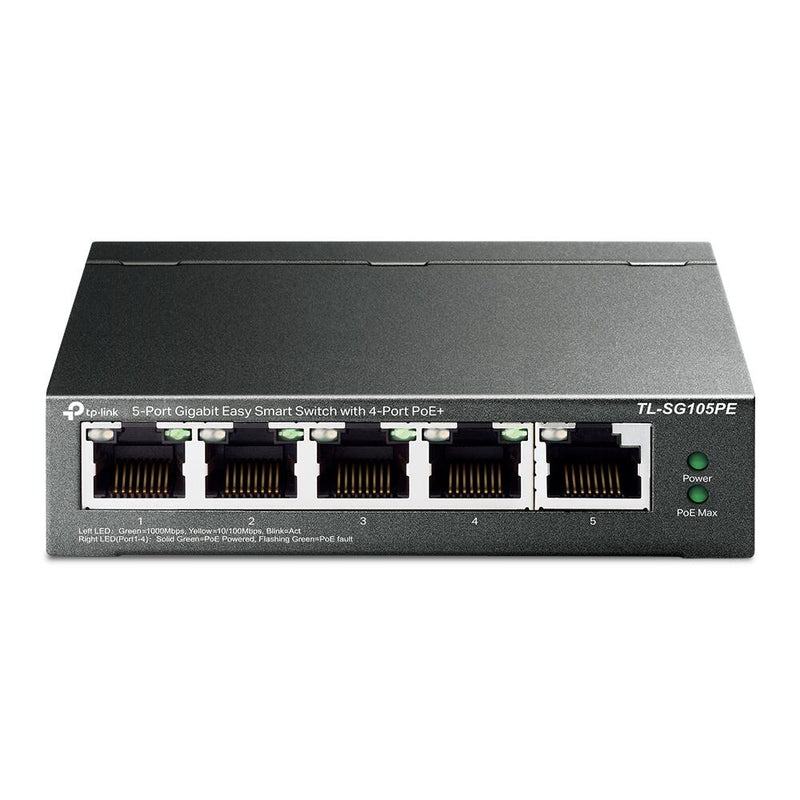 TP-Link Easy Smart TL-SG105PE 5 Port Gigabit Switch mit 4 PoE+-Ports