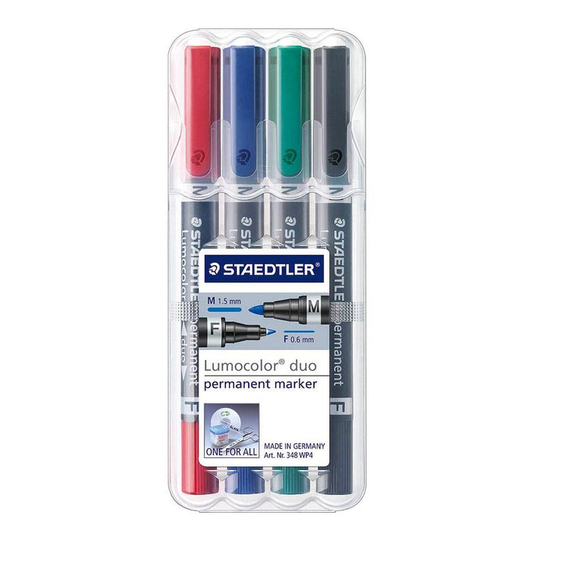 STAEDTLER Lumocolor duo Permanentmarker farbsortiert 0,6 - 1,5 mm - 4 Stück