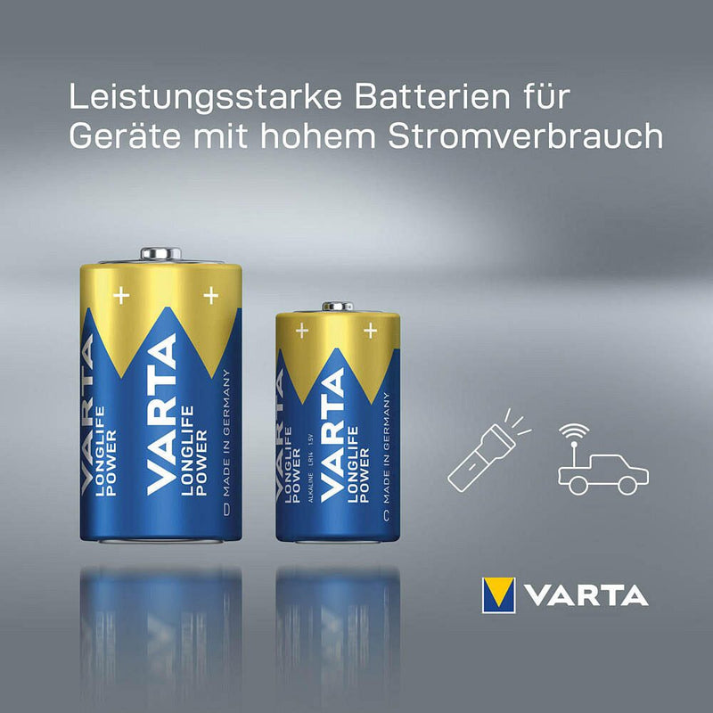 VARTA Batterien LONGLIFE Power Mono D 1,5 V - 2 Stück