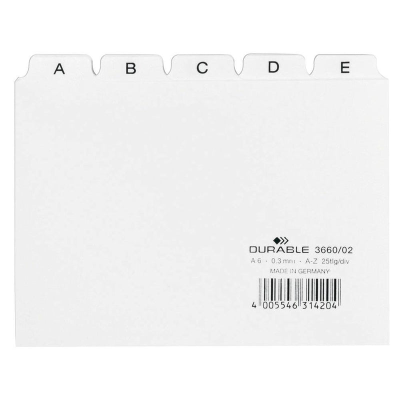 DURABLE Karteikartenregister DIN A6 quer A-Z - weiß