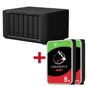 Synology DiskStation DS1621+ 6 Einschübe NAS-Server Leergehäuse + 16TB Seagate Ironwolf SATA 3.5' HDD (2x 8TB)