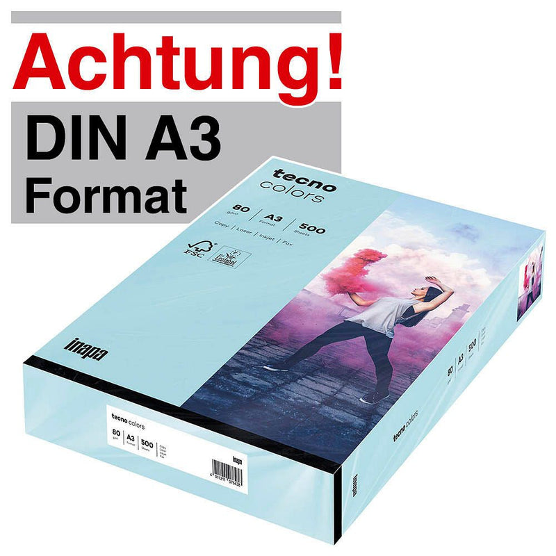 tecno Kopierpapier colors mittelblau DIN A3 80 g/qm - 500 Blatt