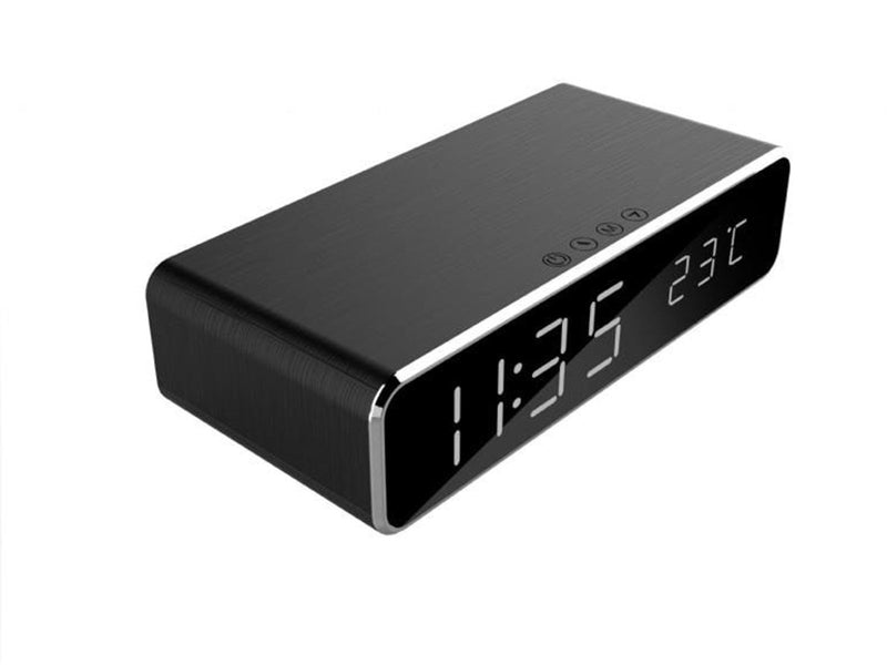 Gembird Digital alarm clock with Qi wireless charging function - Black