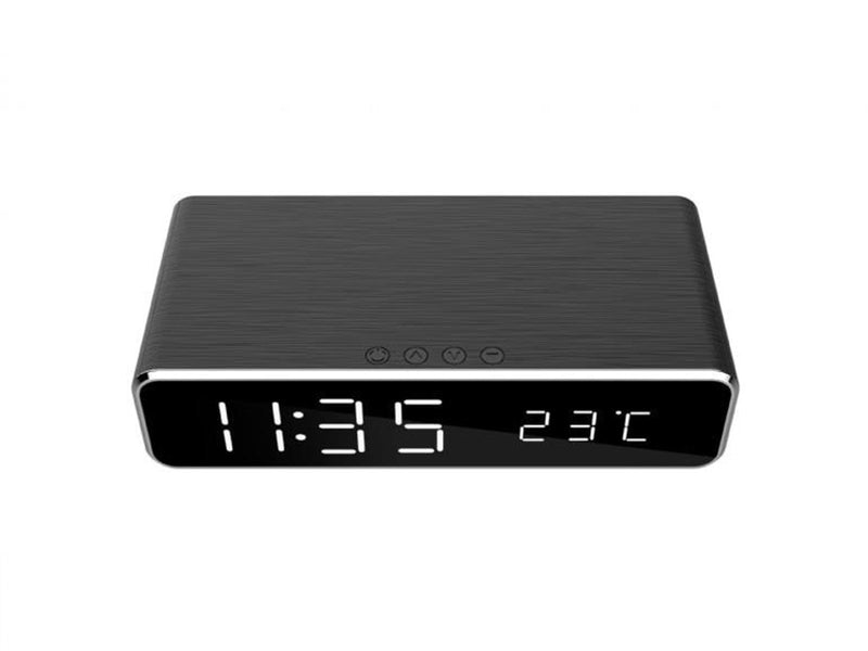 Gembird Digital alarm clock with Qi wireless charging function - Black