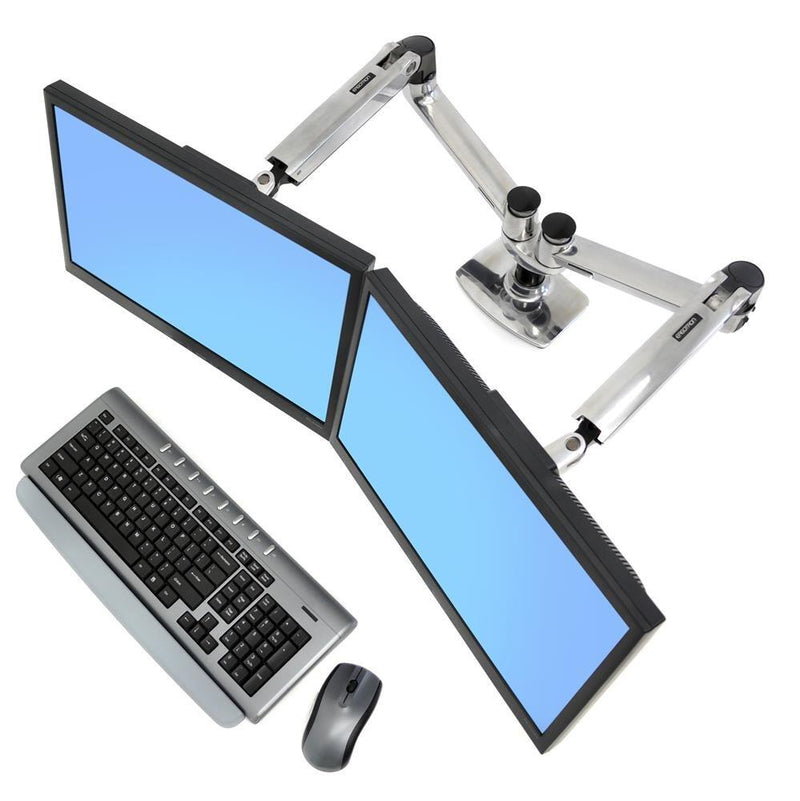 Ergotron LX Dual Monitorarm für zwei Monitore bis 68,58 cm 27 Zoll nebeneinander Tischhalterung Aluminium