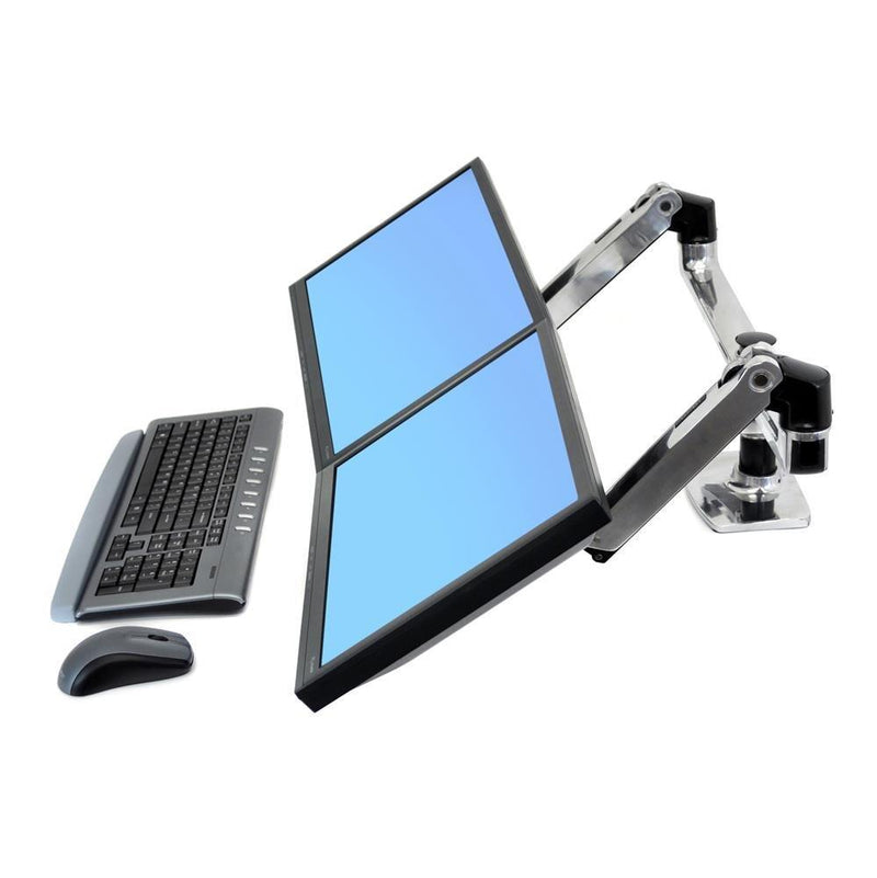 Ergotron LX Dual Monitorarm für zwei Monitore bis 68,58 cm 27 Zoll nebeneinander Tischhalterung Aluminium