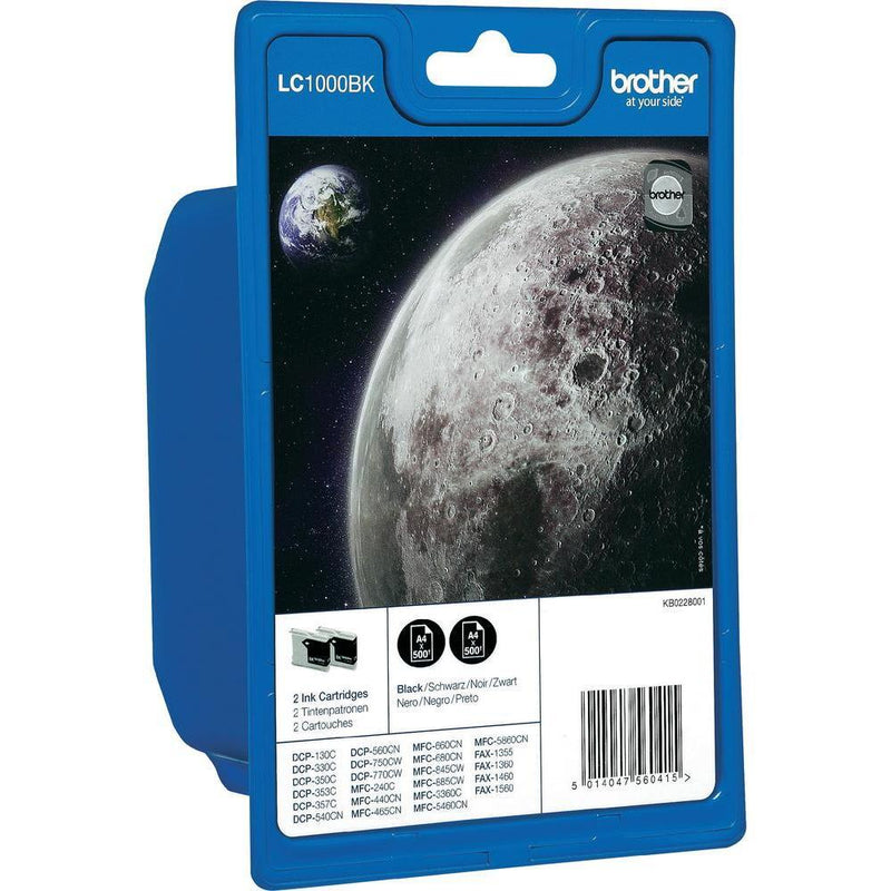 Brother Original LC-1000BK Druckerpatronen Doppelpack schwarz 500 Seiten (LC1000BKBP2DR)