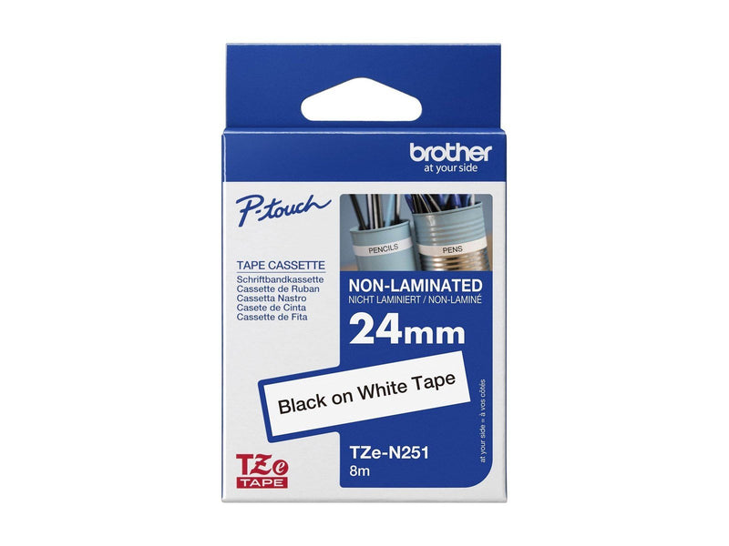 Brother TZe tape 24mmx8m non laminated blck/wht