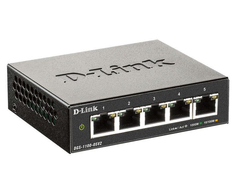 D-Link DGS 1100-05V2 - Switch - Smart - 5 x 10/100/1000 - Desktop - AC 100/240 V