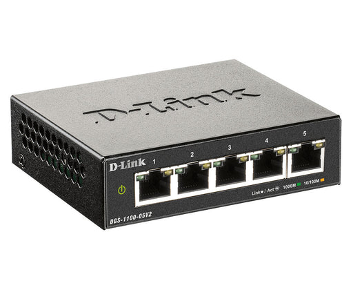 D-Link DGS 1100-05V2 - Switch - Smart - 5 x 10/100/1000 - Desktop - AC 100/240 V
