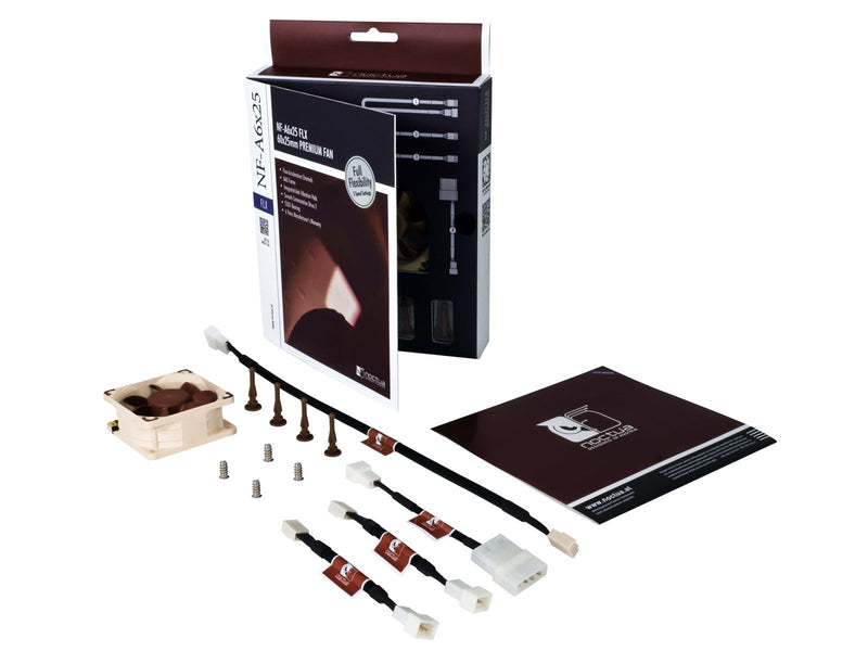 Noctua NF-A6x25 FLX - Gehäuselüfter - 60mm - Braun - 19 dBA