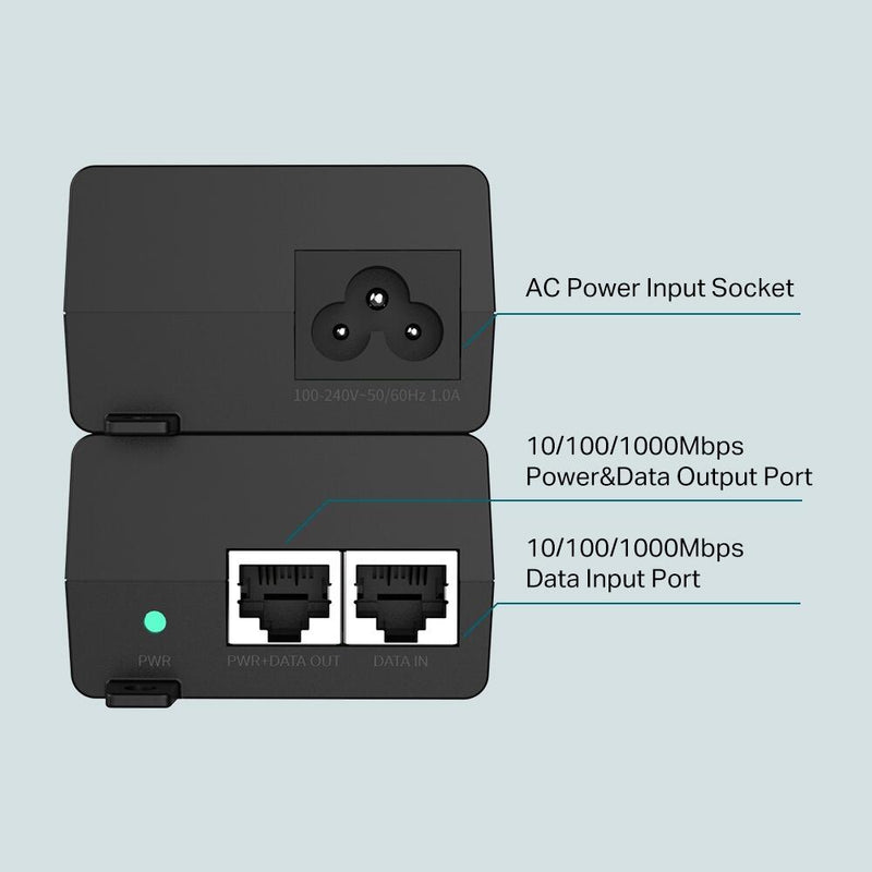 TP-Link TL-POE160S PoE+ Injektor eingebautes Netzteil Wechselstrom 100-240 V bis zu 30W