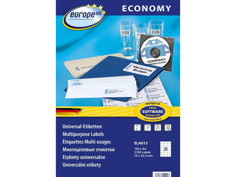 Avery Europe 100 universal etiket 70x42.3mm (2100)
