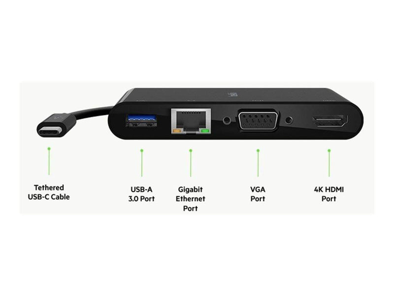 Belkin USB-C Multimedia Adapter - HDMI/VGA/GigE