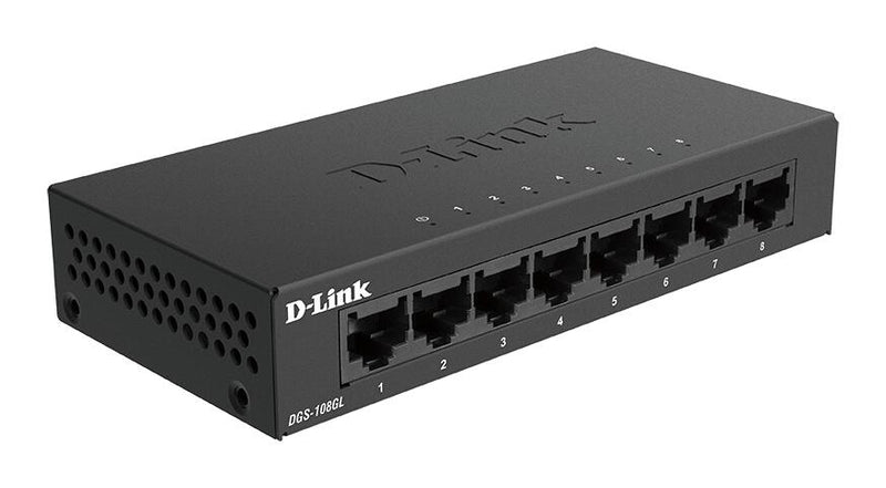 D-Link DGS-108GL/E Gigabit Desktop Switch mit Metallgehäuse, 5 Jahre Herstellergarantie