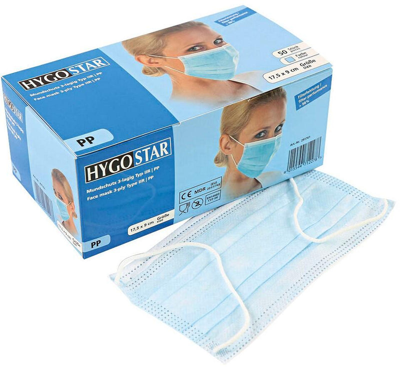 HYGOSTAR medizinischer Mundschutz DIN EN 14683 Typ II R 50 Stück