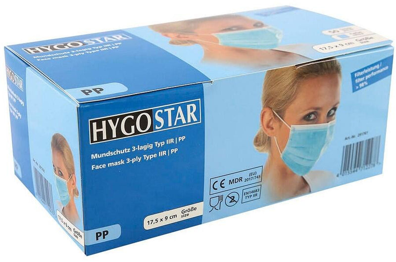 HYGOSTAR medizinischer Mundschutz DIN EN 14683 Typ II R 50 Stück