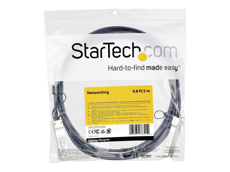 StarTech.com Dell EMC DAC-SFP-10G-3M Compatible SFP+ DAC Twinax Cable 3 m - 10GBase direct attach cable - 3 m - Schwarz - 3 mete