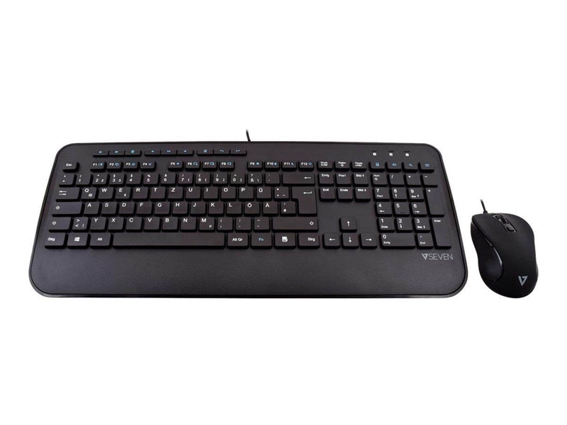 V7 CKU300DE - keyboard and mouse set - German - black - Tastatur & Maus Set - Deutsch - Schwarz