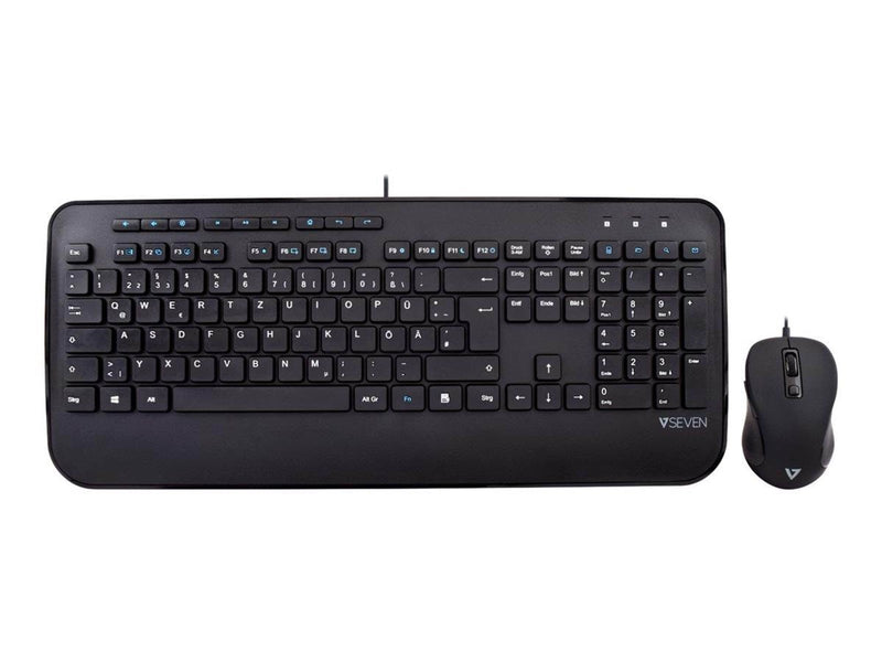 V7 CKU300DE - keyboard and mouse set - German - black - Tastatur & Maus Set - Deutsch - Schwarz