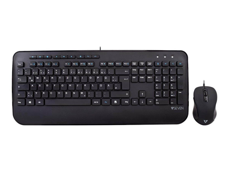V7 CKU300DE - keyboard and mouse set - German - black - Tastatur & Maus Set - Deutsch - Schwarz